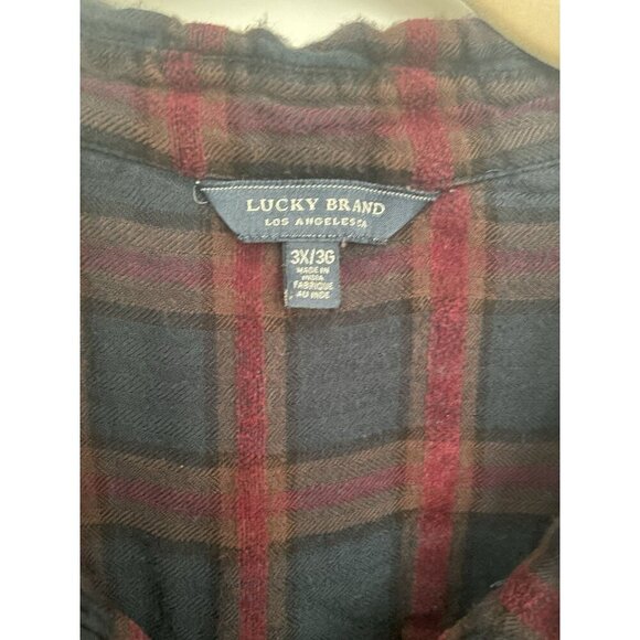 Lucky Brand Button Down Long Sleeve Plaid Flannel Women’s Size 3X - Picture 2 of 4